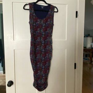 Maternity Jersey Knit Ruched Sides Midi Dress size S